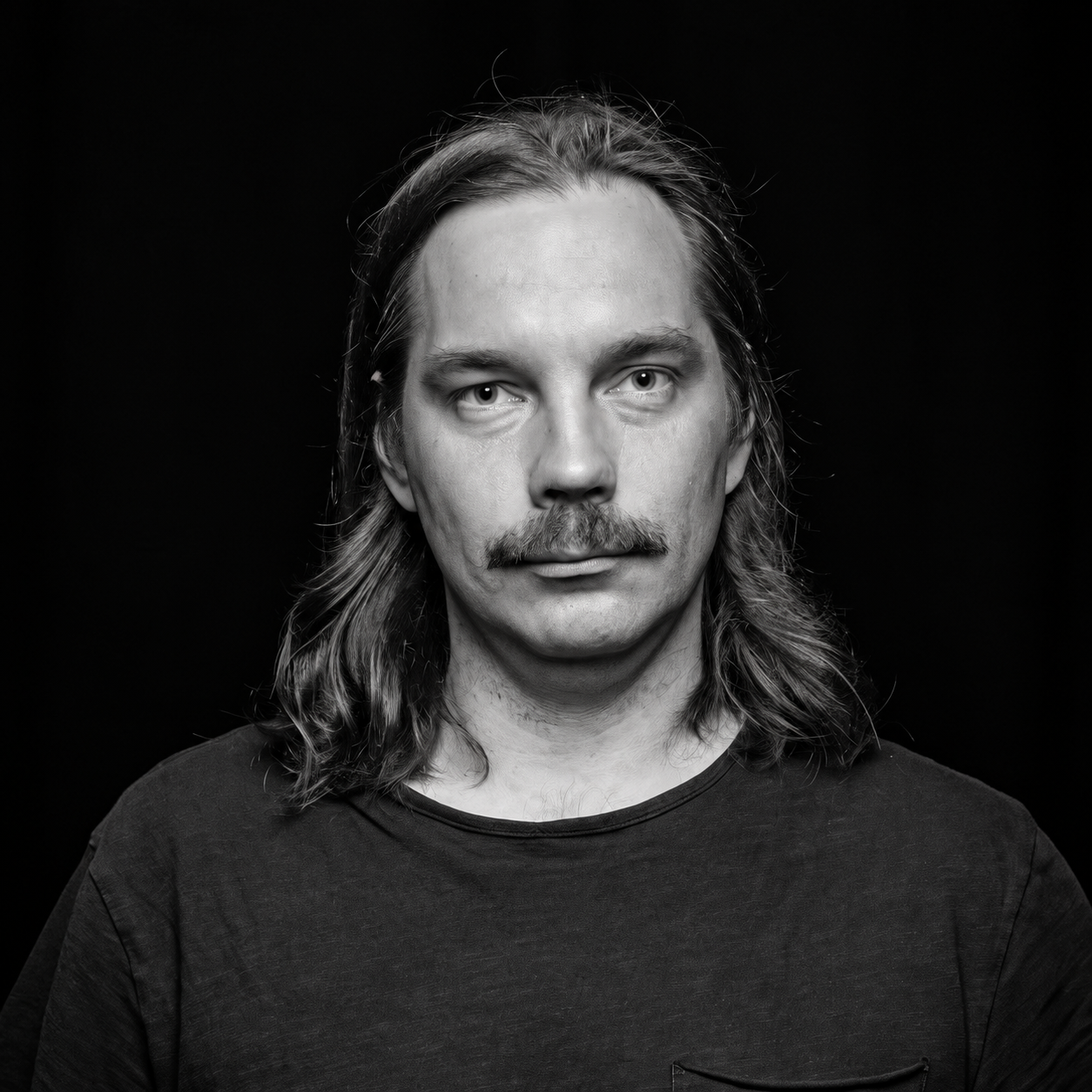 Monochrome Moustache Portrait